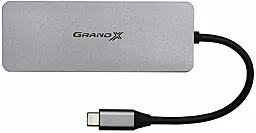 Мультипортовый USB Type-C хаб Grand-X HDMI/3хUSB/TypeC/CR (SG-512) Silver - миниатюра 2