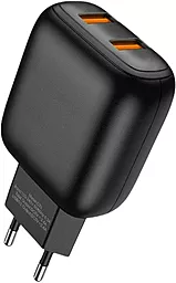 Сетевое зарядное устройство Jellico C33 12W 2.4A 2xUSB-A + micro USB Сable black - миниатюра 2