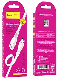 Кабель Hoco X40 Flat Noah TPE USB-A - Type-C 15w 3a 1м cable White - мініатюра 6
