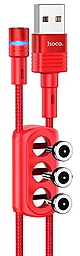 Кабель USB Hoco U98 Sunway Multi-Functional Magnetic 3-in-1 USB to Type-C/Lightning/micro USB cable Red