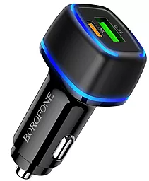 Автомобільний зарядний пристрій з швидкою зарядкою Borofone BZ14A Mercury 20w PD USB-C/USB-A ports car charger black