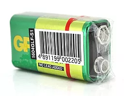 Батарейки GP 1604GLF / 6F22 (крона) Greencell SHRINK 1шт
