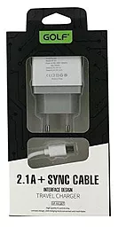 Мережевий зарядний пристрій GOLF GF-U2 Travel charger + Micro Cable White - мініатюра 2