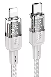 Кабель Hoco U129 Spirit transparent charging USB Type-C - Lightning 27w 3a 1.2м PD сable Gray - фото Кабель Hoco U129 Spirit transparent charging USB Type-C - Lightning 27w 3a 1.2м PD сable Gray