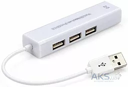 Мультипортовый USB-A хаб (концентратор) NICHOSI 3xUSB 2.0, RJ45 White