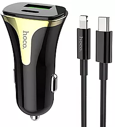 Автомобільний зарядний пристрій з швидкою зарядкою Hoco Z31A Colossus PD+QC3.0 with cable Type-C to Lightning Black