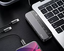 Мультипортовый USB Type-C хаб Baseus Transparent Series USB-C Multifunctional Adapter Deep gray (CAHUB-TD0G) - миниатюра 9