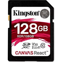 Карта пам'яті Kingston SDXC 128GB Canvas React Class 10 UHS-I U3 V30 A1 (SDR/128GB) - фото Карта пам'яті Kingston SDXC 128GB Canvas React Class 10 UHS-I U3 V30 A1 (SDR/128GB)