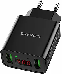 Сетевое зарядное устройство Usams 2.2a 2xUSB-A travel charger black (US-CC040) - фото Сетевое зарядное устройство Usams 2.2a 2xUSB-A travel charger black (US-CC040)