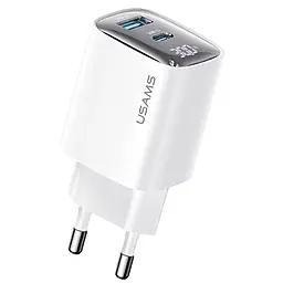 Сетевое зарядное устройство Usams US-CC229 Display XC Ser 30w GaN PD USB-C/USB-A ports charger white - фото Сетевое зарядное устройство Usams US-CC229 Display XC Ser 30w GaN PD USB-C/USB-A ports charger white