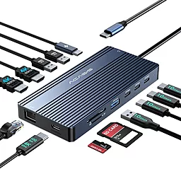 Мультипортовий Type-C хаб Acasis DS-0202 USB3.2 14-in-1 gray - фото Мультипортовий Type-C хаб Acasis DS-0202 USB3.2 14-in-1 gray