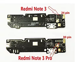 Нижня плата Xiaomi Redmi Note 3 Pro (30 pin) з роз'ємом зарядки та мікрофоном - мініатюра 5