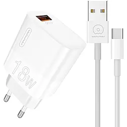 Мережевий зарядний пристрій WUW T80 18w QC3.0 USB-A home + USB-C cable white - фото Мережевий зарядний пристрій WUW T80 18w QC3.0 USB-A home + USB-C cable white