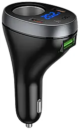 Автомобильное зарядное устройство Hoco Z61A Correct 60w PD 2xUSB-C/USB-A fast charger + cigarette lighter black - фото Автомобильное зарядное устройство Hoco Z61A Correct 60w PD 2xUSB-C/USB-A fast charger + cigarette lighter black