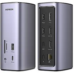 Мультипортовый USB Type-C хаб Ugreen Multifunctional Docking Statio 13-in-1 USB3.2 grey (90325) - фото Мультипортовый USB Type-C хаб Ugreen Multifunctional Docking Statio 13-in-1 USB3.2 grey (90325)