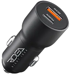 Автомобильное зарядное устройство Ridea RCC-30110 QPow 30w PD USB-A/USB-C ports car charger black - фото Автомобильное зарядное устройство Ridea RCC-30110 QPow 30w PD USB-A/USB-C ports car charger black