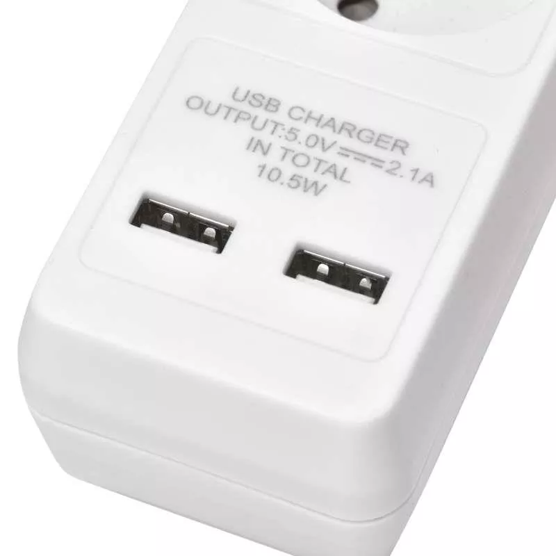 Мережевий фільтр (подовжувач) Emos 2xUSB 5 роз. 3м білий (P1523RU) - фото 3
