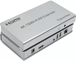 Удлиннитель по витой паре Voltronic для HDMI сигнала HDMI 4K 30 Гц до 120м через CAT5E/6 Silver (HDES120-KVM)