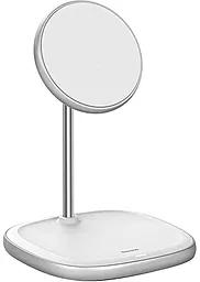 Беспроводное (индукционное) зарядное устройство с быстрой зарядкой Baseus Swan Magnetic 2-in-1 15w wireless charger white (wXSw-02) - фото Беспроводное (индукционное) зарядное устройство с быстрой зарядкой Baseus Swan Magnetic 2-in-1 15w wireless charger white (wXSw-02)