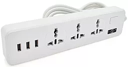 Сетевой фильтр (удлинитель) Voltronic ТВ-Т13 3 розетки 10А 3xUSB-A 2м с выключателем белый - фото Сетевой фильтр (удлинитель) Voltronic ТВ-Т13 3 розетки 10А 3xUSB-A 2м с выключателем белый