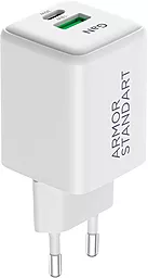 Сетевое зарядное устройство ArmorStandart AR371 30W GaN/PPS PD USB-C/USB-A ports charger white (ARM77549) - фото Сетевое зарядное устройство ArmorStandart AR371 30W GaN/PPS PD USB-C/USB-A ports charger white (ARM77549)