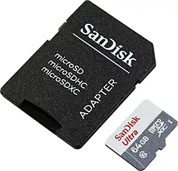 Карта памяти SanDisk microSDXC 64GB Ultra Class 10 UHS-I + SD-адаптер (SDSQUNR-064G-GN3MA)