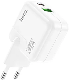 Мережевий зарядний пристрій Hoco C111A 30W PD/QC3.0 Lucky dual-port charger set USB-A-C + USB-C-Lightning Cable White - мініатюра 7