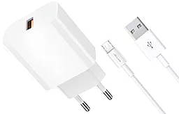 Сетевое зарядное устройство Jellico AK165 22.5W QC USB-A + micro USB cable white