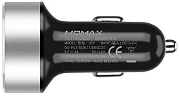Автомобильное зарядное устройство с быстрой зарядкой Momax 18w QC3.0 2xUSB-A ports car charger black (UC9) - миниатюра 3