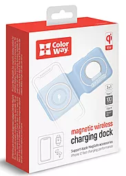 Беспроводное (индукционное) зарядное устройство быстрой QI зарядки ColorWay Duo Charger 15W for iPhone Blue (CW-CHW32Q-BL) - миниатюра 3