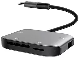Мультипортовый USB-A хаб Hoco HB10 Yito USB-C -> SD/TF Card Reader/2хUSB2.0 Gray - миниатюра 2