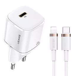 Сетевое зарядное устройство с быстрой зарядкой Usams T36 XFK Super Cube 20w PD USB-C home charger + USB-C to Lightning cable white (XFKXLOGTL02) - фото Сетевое зарядное устройство с быстрой зарядкой Usams T36 XFK Super Cube 20w PD USB-C home charger + USB-C to Lightning cable white (XFKXLOGTL02)
