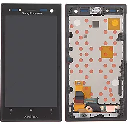 Дисплей Sony Xperia Acro S (LT26W) с тачскрином и рамкой, оригинал, Black