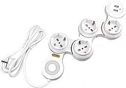Мережевий фільтр (подовжувач) XoKo XK-SP-4-2 Flex 4роз. 2USB 1.8м білий - фото Мережевий фільтр (подовжувач) XoKo XK-SP-4-2 Flex 4роз. 2USB 1.8м білий