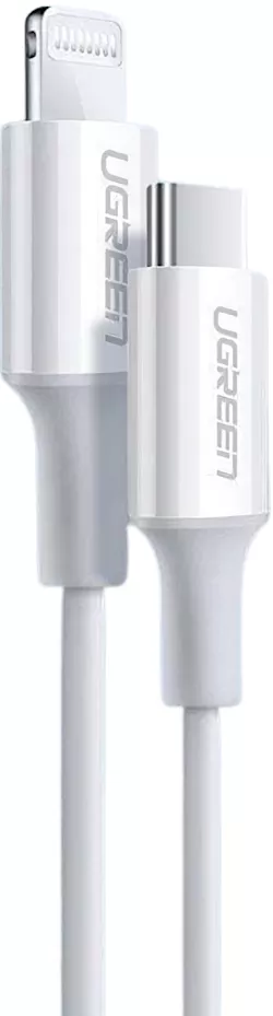 Кабель Ugreen US171 MFI USB Type-C - Lightning 18w 3a 2м PD сable White (60749) - фото 3