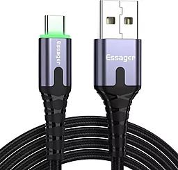 Кабель Essager LED Light USB-A - Type-C 18w 3a 1м cable Black (EXCT-XG0G)