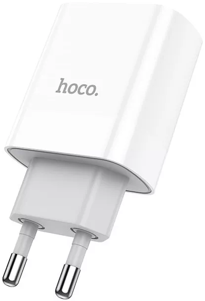 Сетевое зарядное устройство с поддержкой быстрой зарядки Hoco C80A USB + USB Type-C Port PD 3.1A White - фото 3