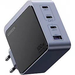 Мережевий зарядний пристрій Ugreen Nexode S 100w GaN/PPS PD/QC4.0 3xUSB-C/USB-A ports charger gray (35043) - фото Мережевий зарядний пристрій Ugreen Nexode S 100w GaN/PPS PD/QC4.0 3xUSB-C/USB-A ports charger gray (35043)