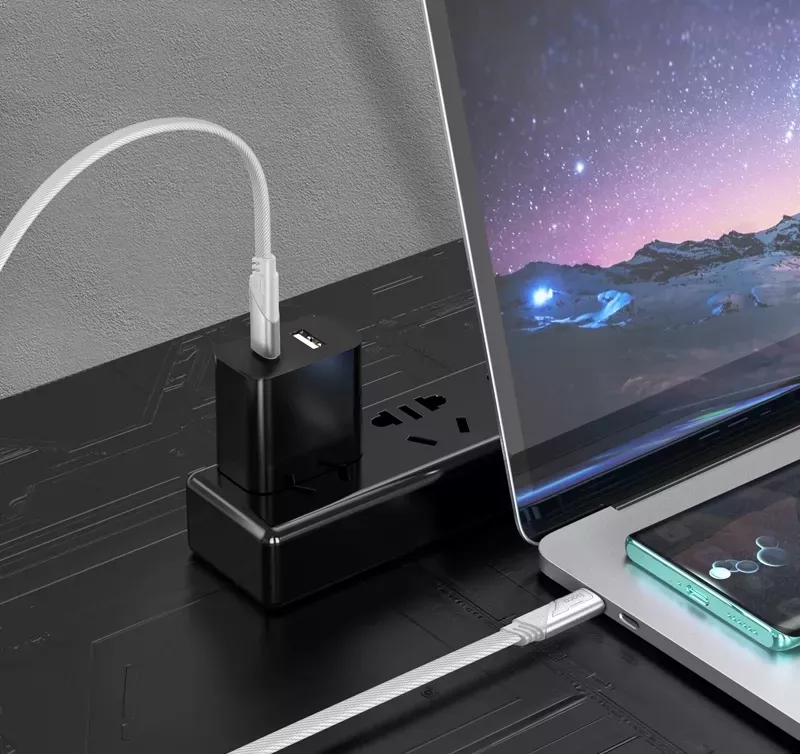 Кабель Hoco U119 Machine USB Type-C - Type-C 60w 3a 1.2м PD cable Gray - фото 5