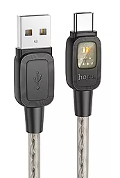 Кабель Hoco U124 Stone silicone intelligent power-off USB-A - Type-C 15w 3a 1.2м cable Black