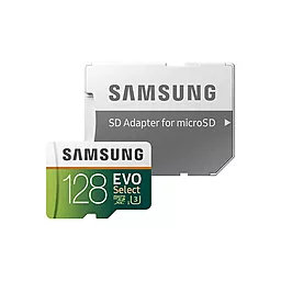 Карта пам'яті Samsung microSDXC 128GB Evo Select Class 10 UHS-I U3 + SD-адаптер (MB-ME128GA) - фото Карта пам'яті Samsung microSDXC 128GB Evo Select Class 10 UHS-I U3 + SD-адаптер (MB-ME128GA)