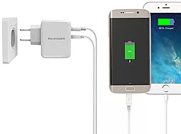 Мережевий зарядний пристрій з швидкою зарядкою RavPower 30W Dual USB Charger with Quick Charge 3.0 White (RP-PC006 / RP-PC006WH) - мініатюра 3