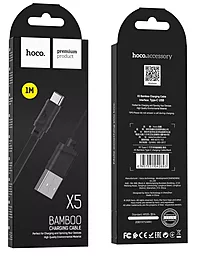 Кабель USB Hoco X5 Bamboo USB Type-C Cable Black - миниатюра 3