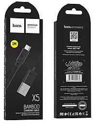 Кабель Hoco X5 Bamboo USB-A - Type-C 12w 2.4a 1м cable Black - мініатюра 3 Кабель Hoco X5 Bamboo USB-A - Type-C 12w 2.4a 1м cable Black - мініатюра 3