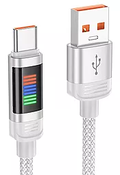 Кабель USB Hoco U126 Dynamic RGB LED 25w 5a 1.2m USB Type-C cable gray
