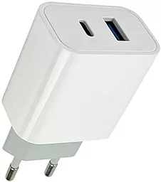 Сетевое зарядное устройство Mibrand MI-33 30w PD USB-C/USB-A ports charger white (MIWC/33UCW)