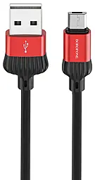 Кабель Borofone BX28 Dignity USB-A - micro USB 12w 2.4a 1м cable Red/Black - фото Кабель Borofone BX28 Dignity USB-A - micro USB 12w 2.4a 1м cable Red/Black