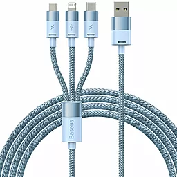 Кабель USB PD Baseus StarSpeed One-for-three 20W 3.5A 1.2M 3-in-1 USB to micro/Lightning/Type-C cable blue(CAXS000017)