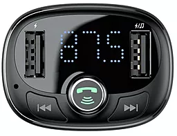 Автомобильное зарядное устройство с FM-модулятором Baseus T-Typed S-0 lite 9 MP3 Car Charger Black (CCALL-TM01 / CCMT000301) - миниатюра 4