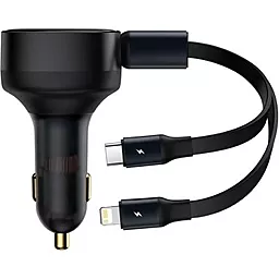 Автомобильное зарядное устройство Baseus Enjoyment Retractable 2-in-1 30w PD + USB-C to Lightning cable black (CGTX000001) - фото Автомобильное зарядное устройство Baseus Enjoyment Retractable 2-in-1 30w PD + USB-C to Lightning cable black (CGTX000001)